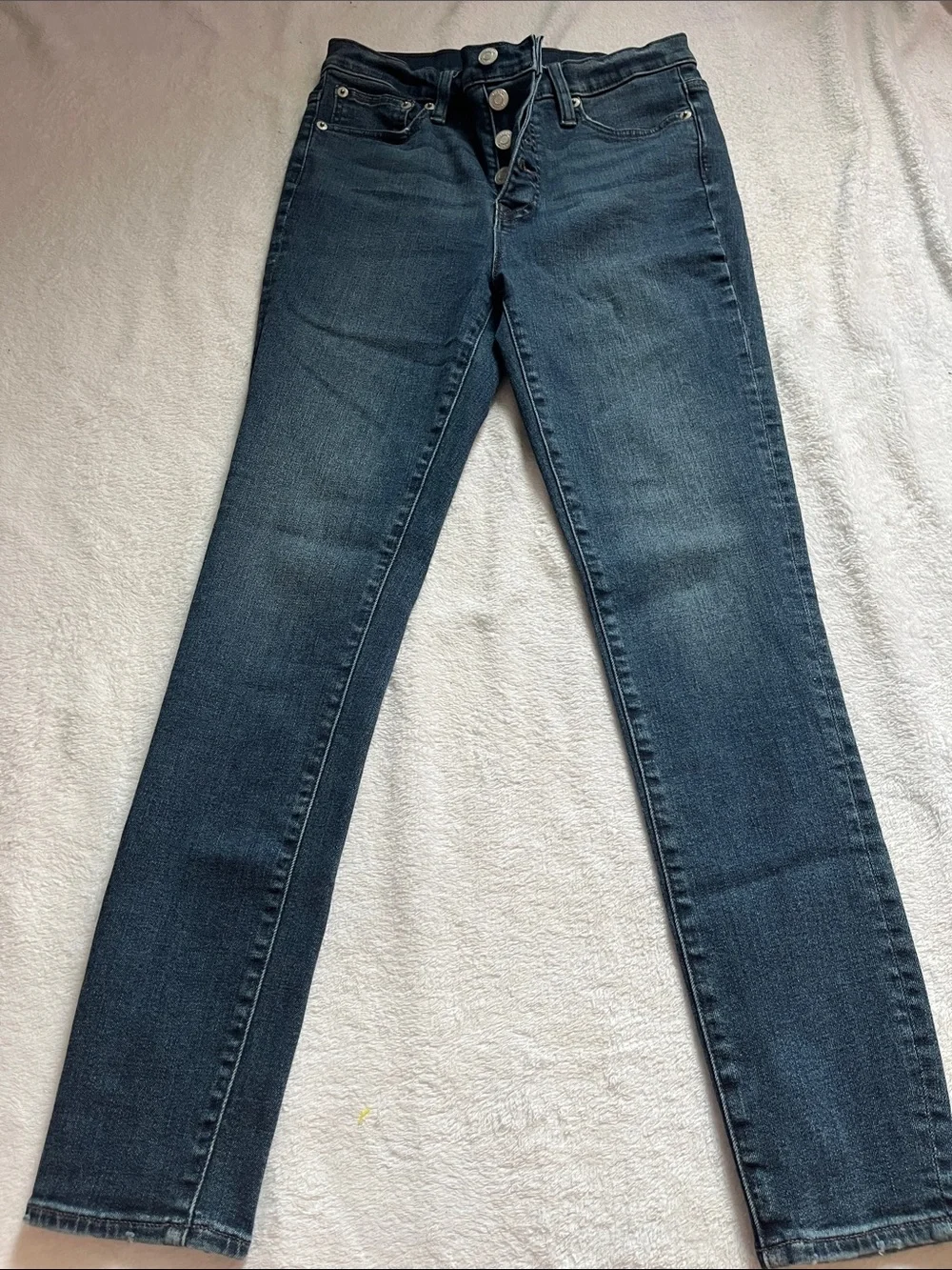 J. Crew Women's High-Rise Button-Fly Jeans — Dark Blue Wash